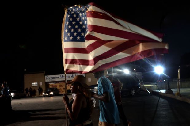 Protest in Ferguson Wednesday night- Seeking justice in America